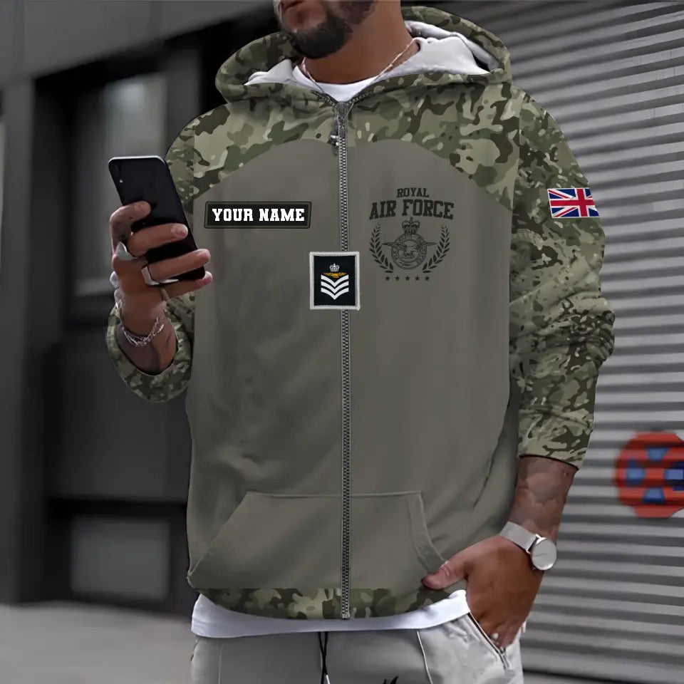 Personalized UK Soldier/ Veteran Camo With Name And Rank Hoodie 3D Printed - 1696377607