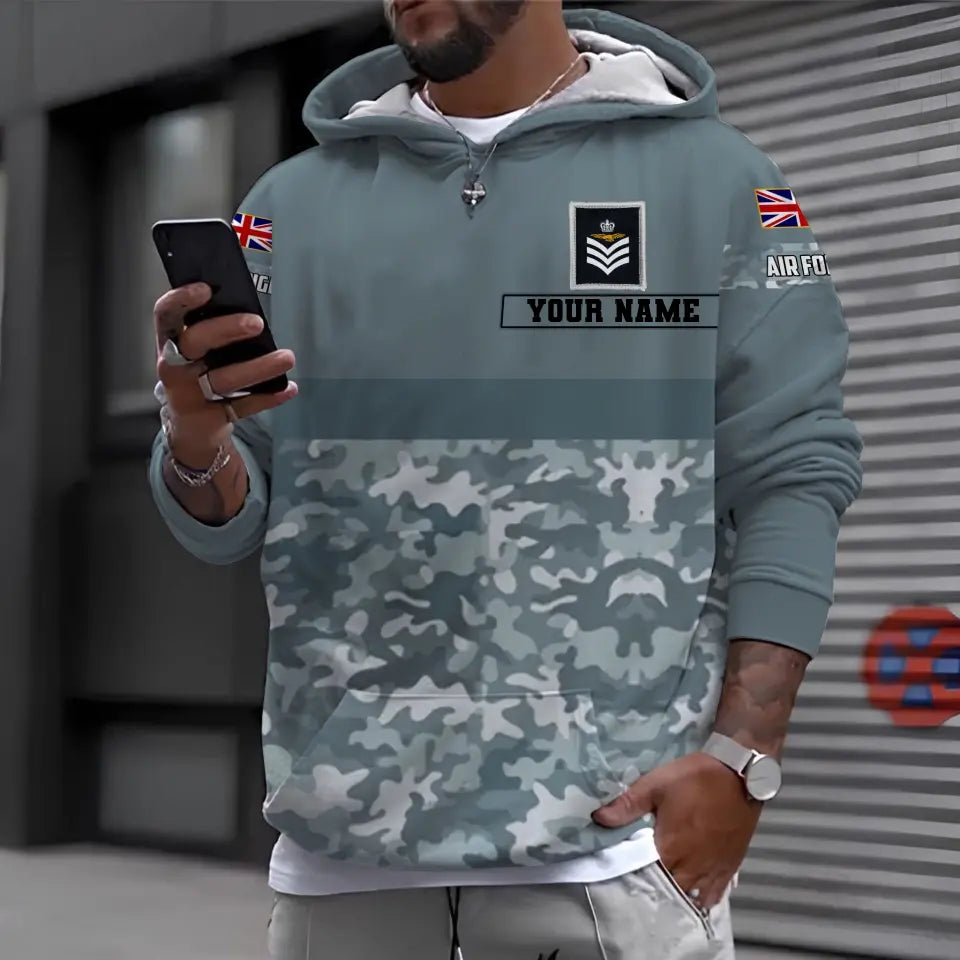 Personalized UK Soldier/ Veteran Camo With Name And Rank Hoodie 3D Printed - 04102300010