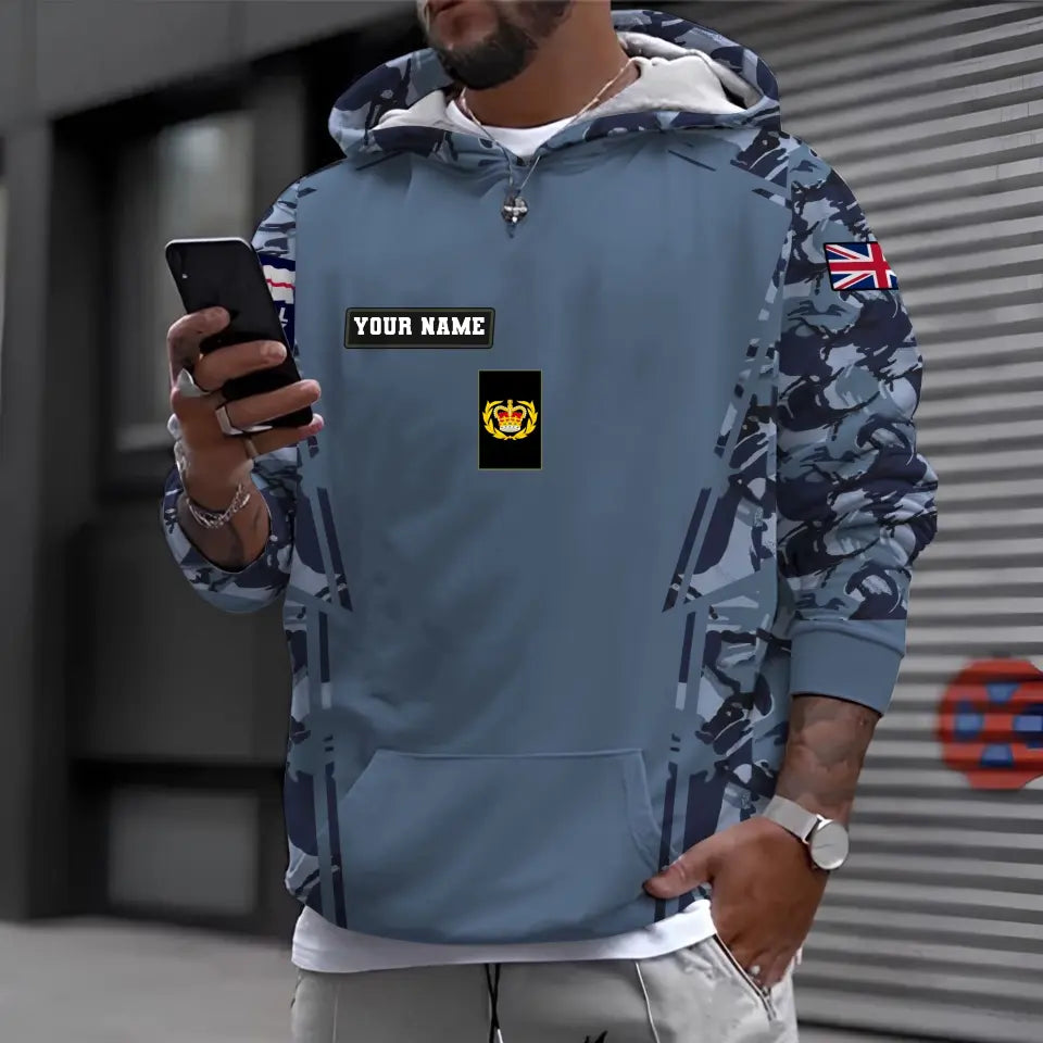 Personalized UK Soldier/ Veteran Camo With Name And Rank Hoodie 3D Printed - 1696377611