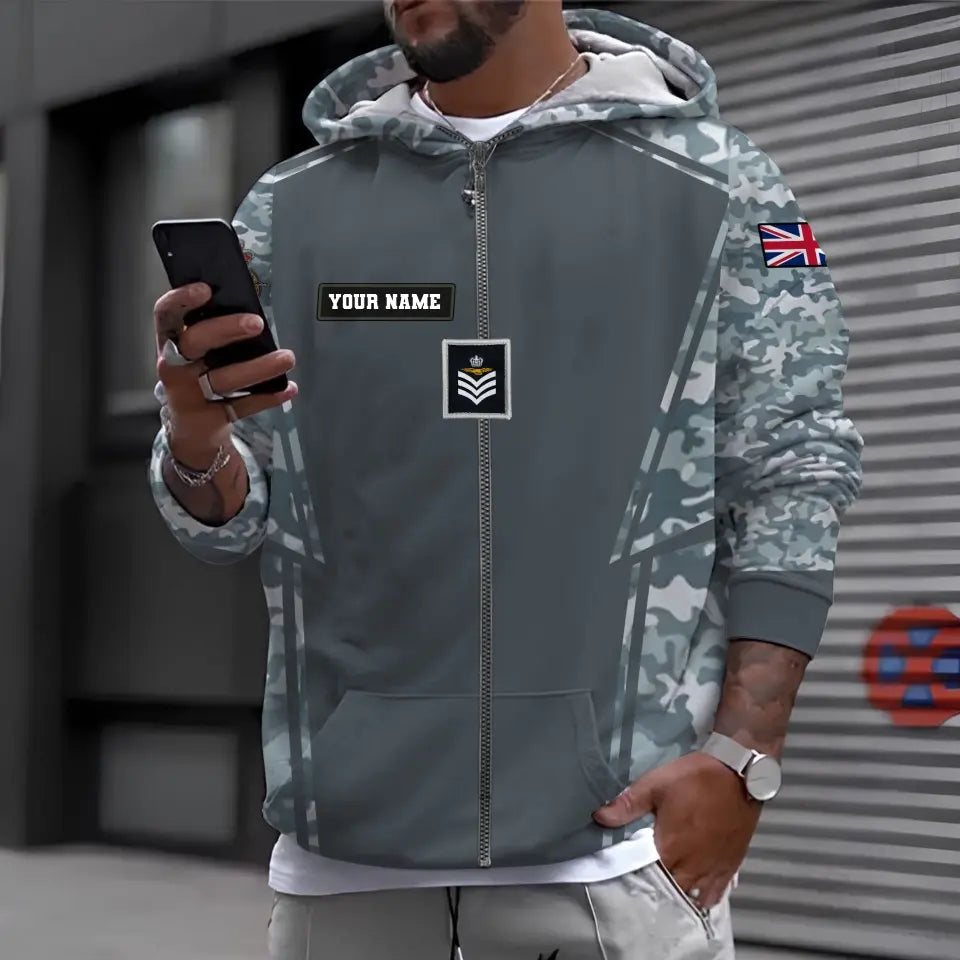 Personalized UK Soldier/ Veteran Camo With Name And Rank Hoodie 3D Printed - 1696377611