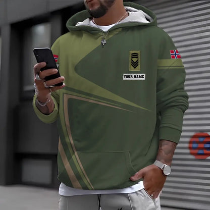 Personalisierter Kapuzenpullover mit Camouflage-Muster für norwegische Soldaten/Veteranen mit Namen und Rang – 0310230015