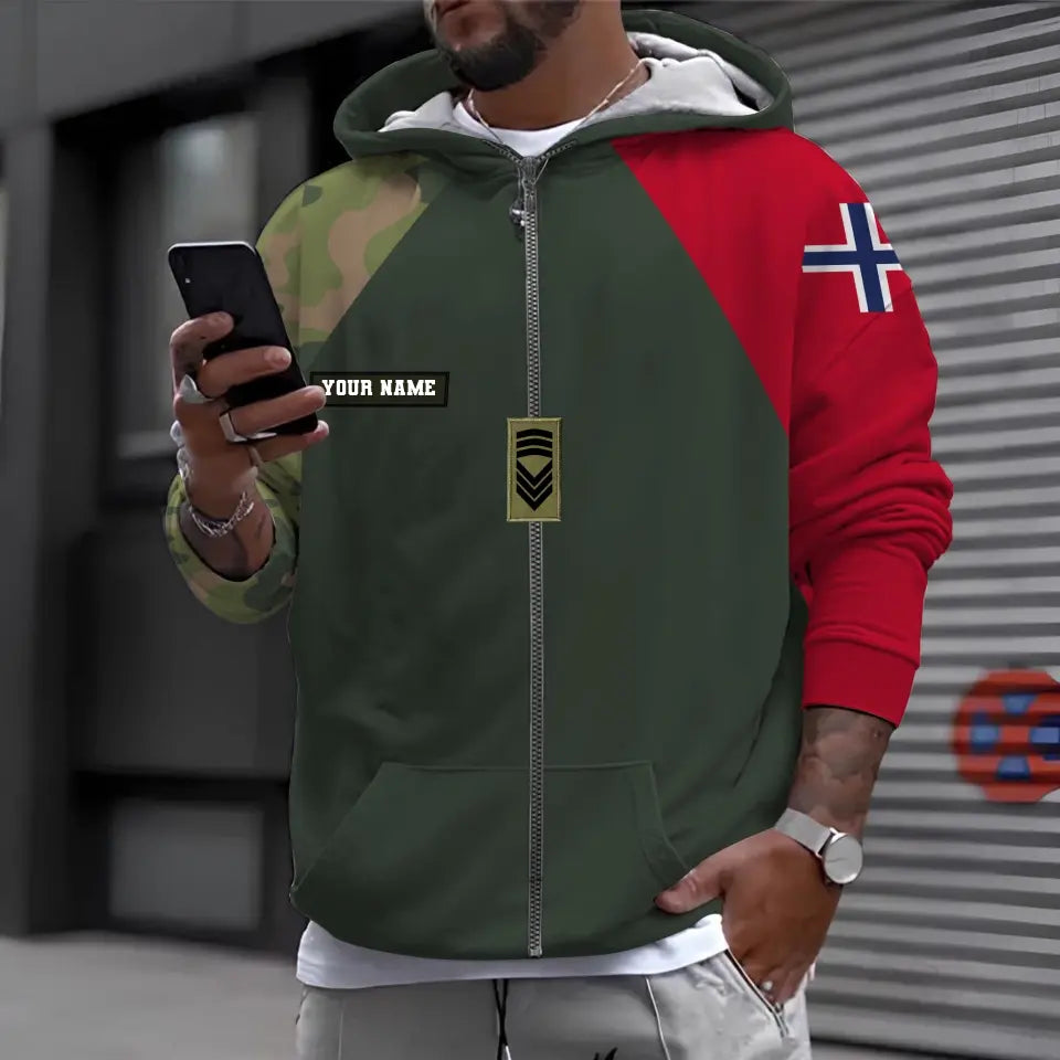 Personalized Norway Soldier/ Veteran Camo With Name And Rank Hoodie - 0310230019