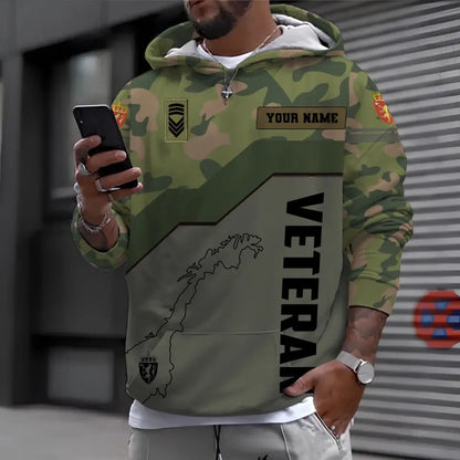 Personalized Norway Soldier/ Veteran Camo With Name And Rank Hoodie - 1696291219