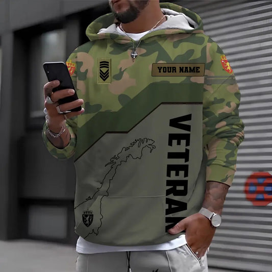 Personalized Norway Soldier/ Veteran Camo With Name And Rank Hoodie - 1696291219