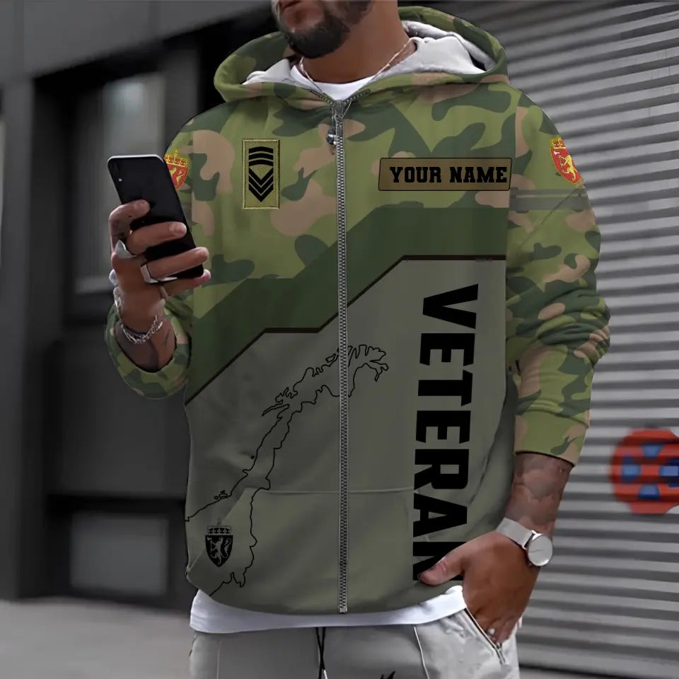 Personalized Norway Soldier/ Veteran Camo With Name And Rank Hoodie - 1696291219