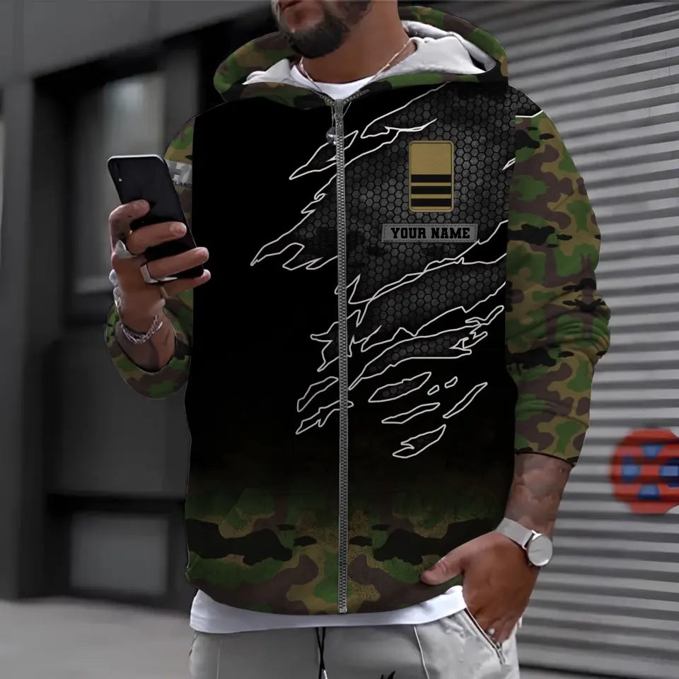 Sweat à capuche personnalisé avec nom et grade de soldat/vétéran suisse - 1696291208