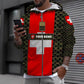 Sweat à capuche personnalisé avec nom et grade de soldat/vétéran suisse camouflage - 1696291210