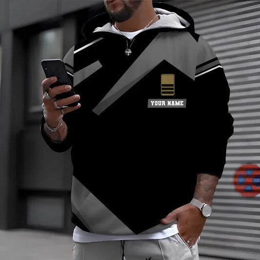 Sweat à capuche personnalisé avec nom et grade de soldat/vétéran suisse camouflage - 1696291212