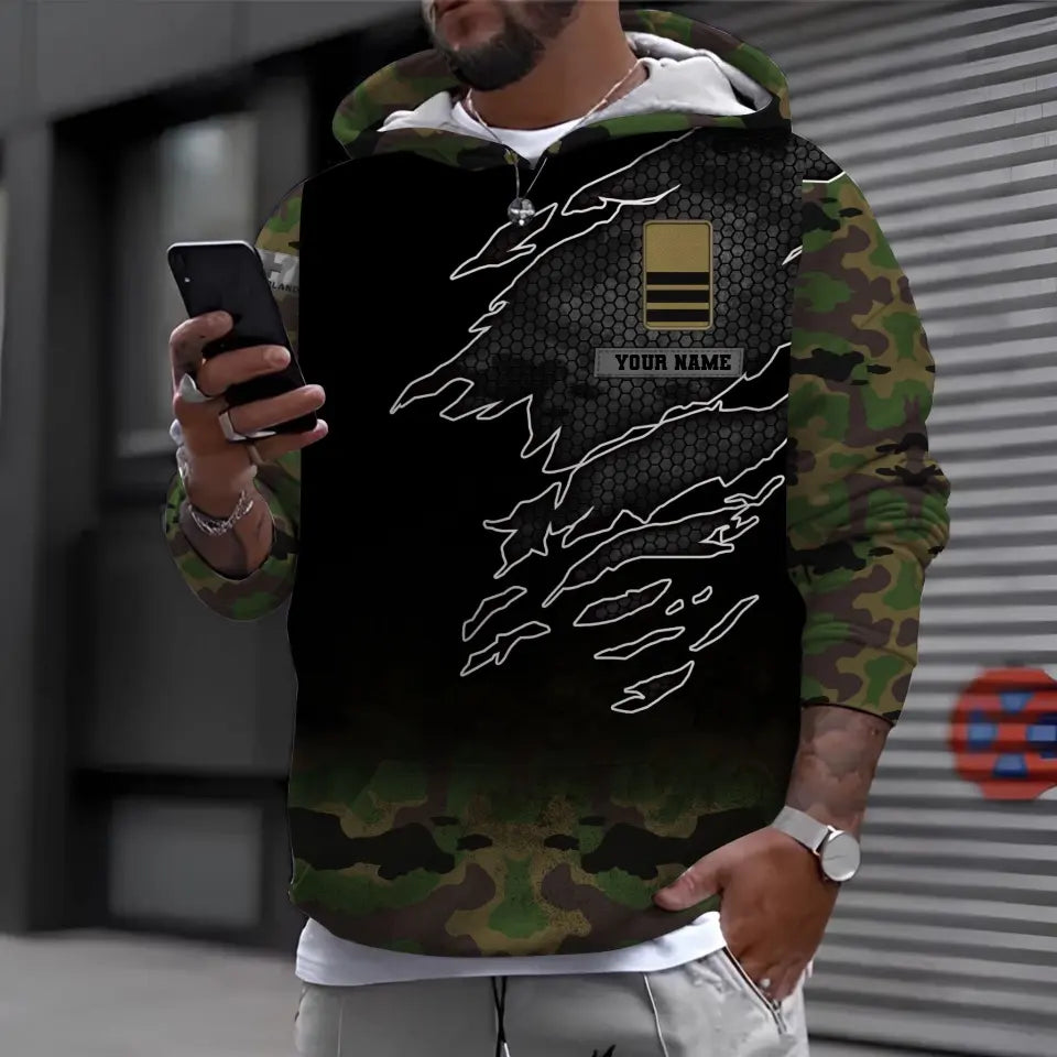 Sweat à capuche personnalisé avec nom et grade de soldat/vétéran suisse - 1696291208