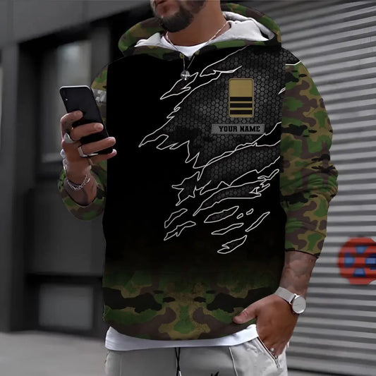 Sweat à capuche personnalisé avec nom et grade de soldat/vétéran suisse - 1696291208