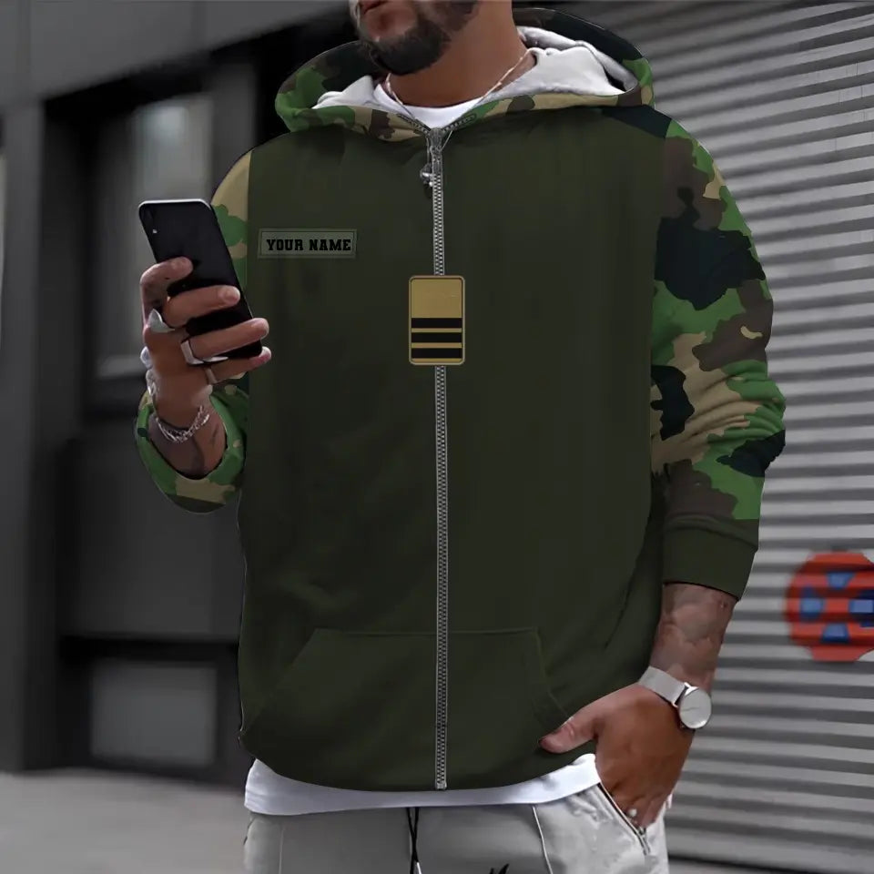 Sweat à capuche personnalisé avec nom et grade de soldat/vétéran suisse - 1696291204