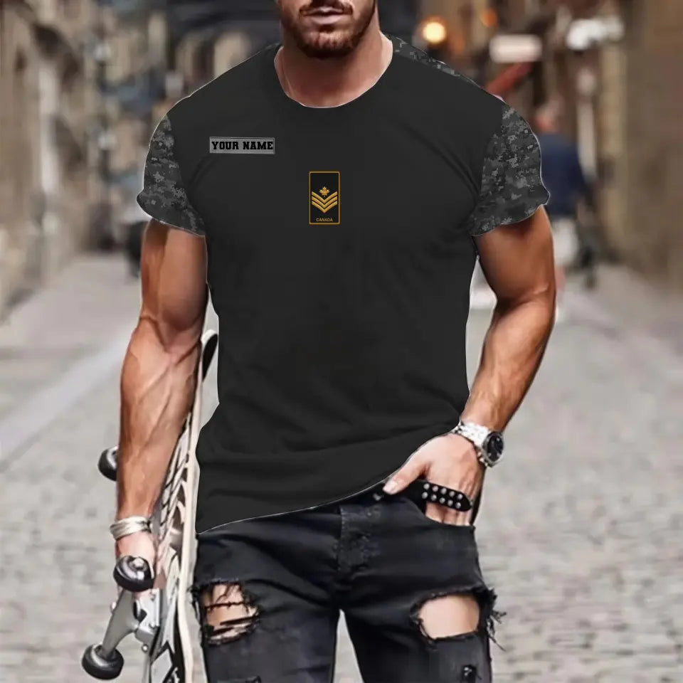 Personalized Canada Soldier/ Veteran Camo With Name And Rank T-shirt 3D Printed - 0510230008