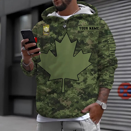 Personalized Canada Soldier/ Veteran Camo With Name And Rank Hoodie 3D Printed - 0510230018