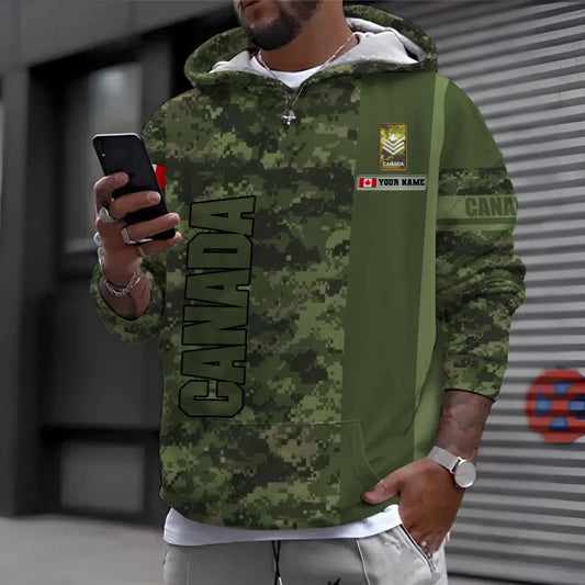 Personalized Canada Soldier/ Veteran Camo With Name And Rank Hoodie 3D Printed - 0510230019