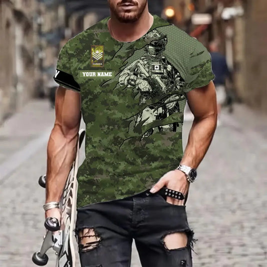 Personalized Canada Soldier/ Veteran Camo With Name And Rank T-shirt 3D Printed - 0510230011