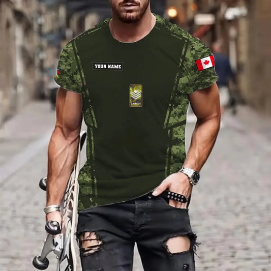 Personalized Canada Soldier/ Veteran Camo With Name And Rank T-shirt 3D Printed - 0510230014