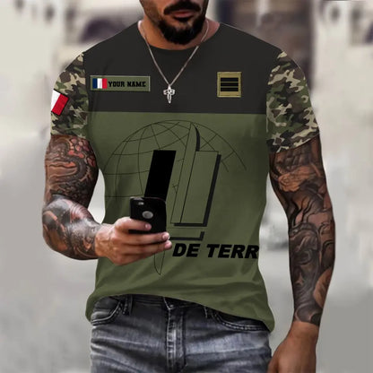 Personalized France Soldier/ Veteran Camo With Name And Rank T-shirt 3D Printed - 1696291201