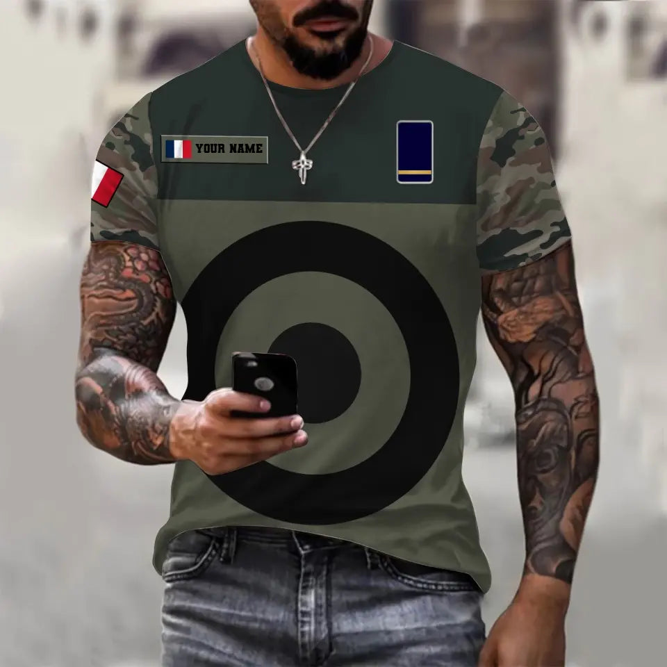 Personalized France Soldier/ Veteran Camo With Name And Rank T-shirt 3D Printed - 1696291201