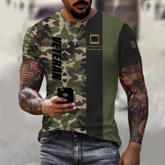 Personalized France Soldier/ Veteran Camo With Name And Rank T-shirt 3D Printed - 0310230003