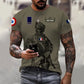 T-shirt personnalisé avec nom et grade de soldat/vétéran de la France imprimé en 3D - 0310230004