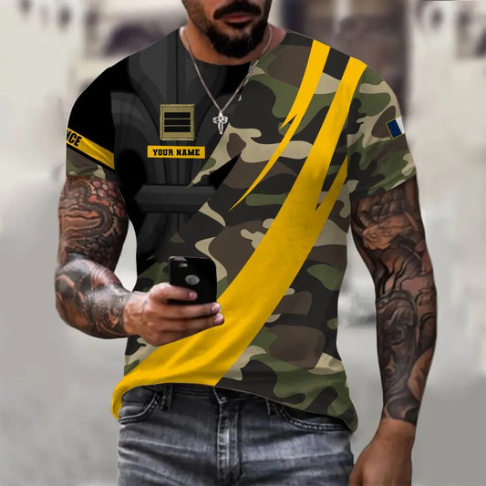 T-shirt personnalisé avec nom et grade de soldat/vétéran de la France imprimé en 3D - 0310230007