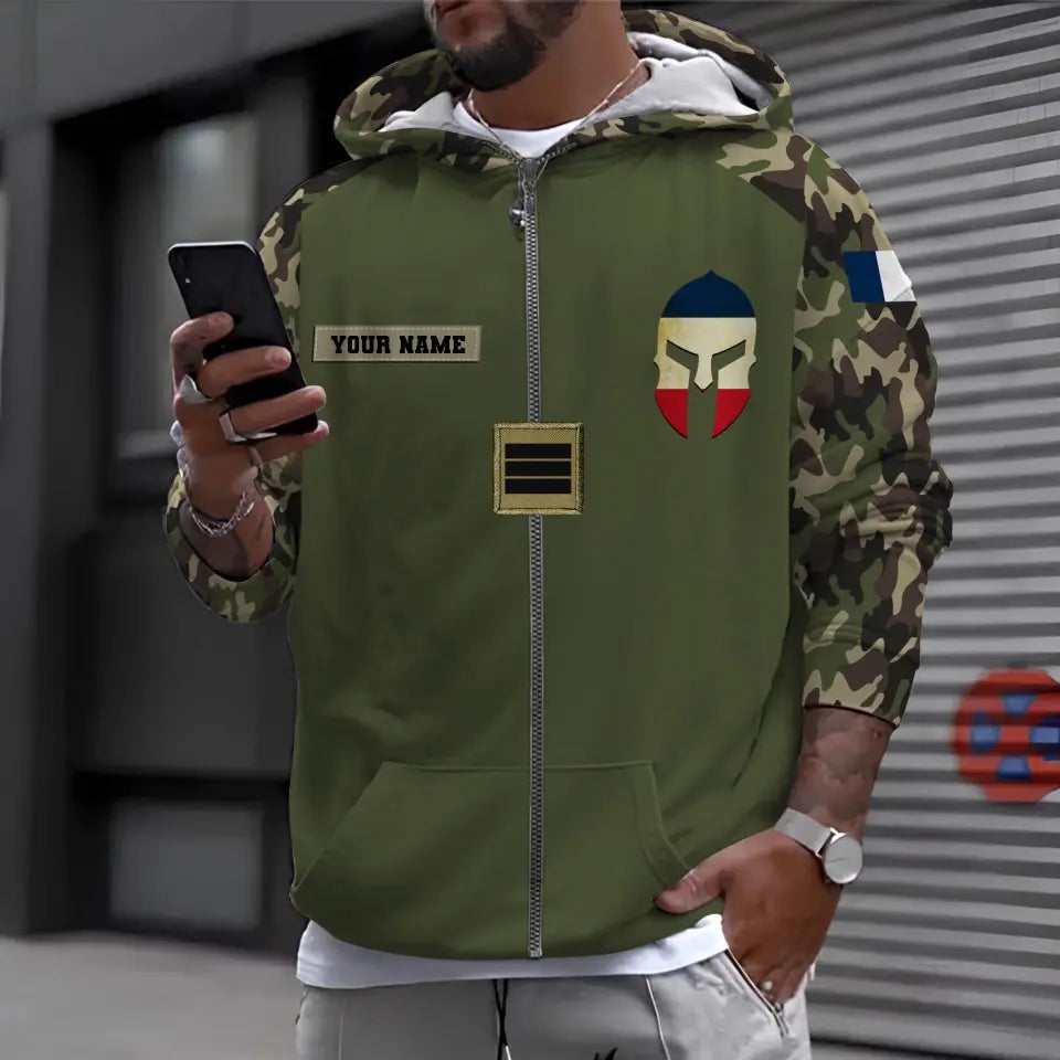 Personalized France Soldier/ Veteran Camo With Name And Rank Hoodie 3D Printed - 0310230005