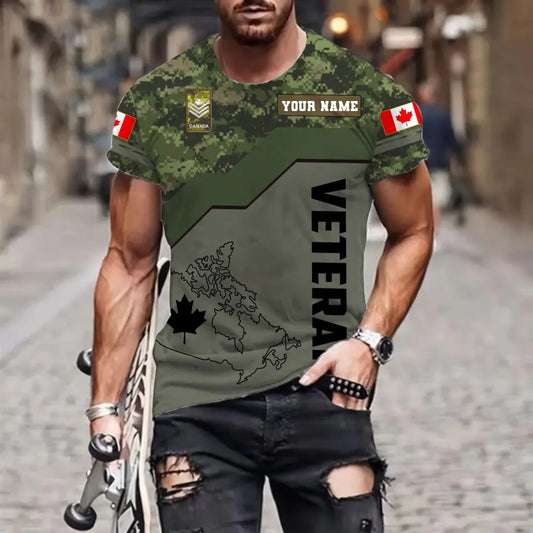Personalized Canada Soldier/ Veteran Camo With Name And Rank T-shirt 3D Printed - 0510230016