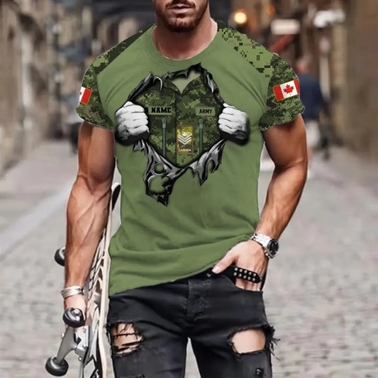 Personalized Canada Soldier/ Veteran Camo With Name And Rank T-shirt 3D Printed - 0510230017