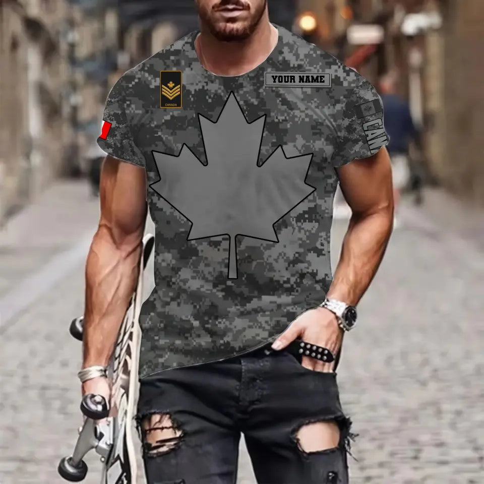 Personalized Canada Soldier/ Veteran Camo With Name And Rank T-shirt 3D Printed - 0510230018