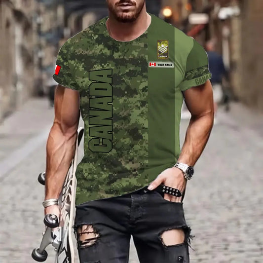 Personalized Canada Soldier/ Veteran Camo With Name And Rank T-shirt 3D Printed - 0510230019