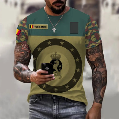 Personalized Belgium Soldier/ Veteran Camo With Name And Rank T-shirt 3D Printed - 0710230001