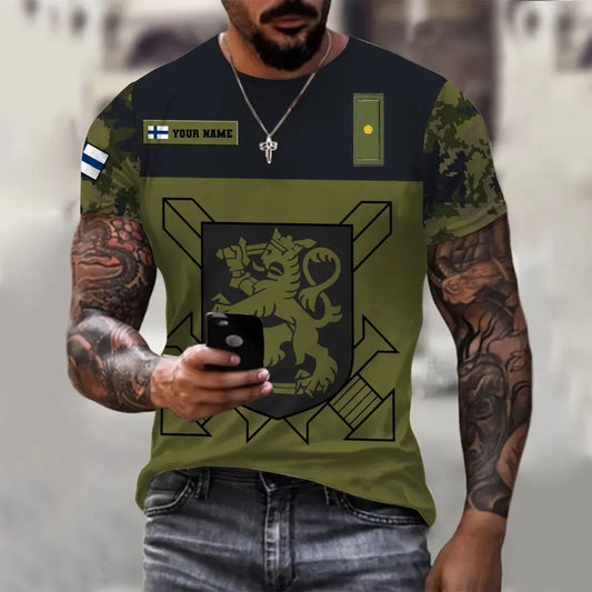 Personalized Finland Soldier/ Veteran Camo With Name And Rank T-shirt 3D Printed - 16966368