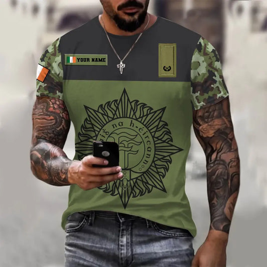 Personalized Ireland Soldier/ Veteran Camo With Name And Rank T-shirt 3D Printed - 0710230001
