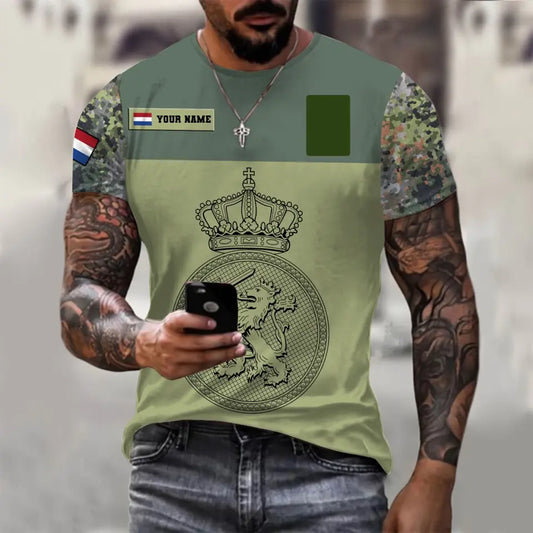 Personalized Netherlands Soldier/ Veteran Camo With Name And Rank T-shirt 3D Printed - 0710230001
