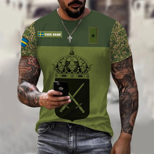 Personalized Sweden Soldier/ Veteran Camo With Name And Rank T-shirt 3D Printed - 0710230001