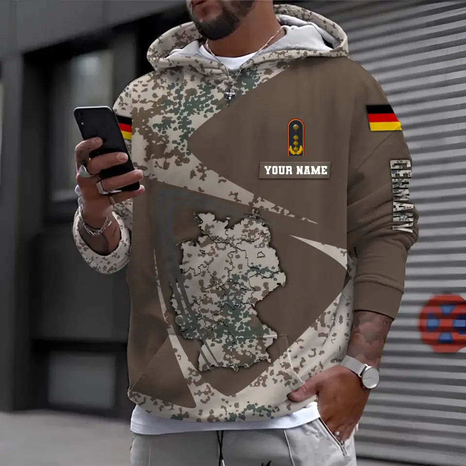 Personalized Germany Soldier/ Veteran Camo With Name And Rank Hoodie 3D Printed - 0610230004