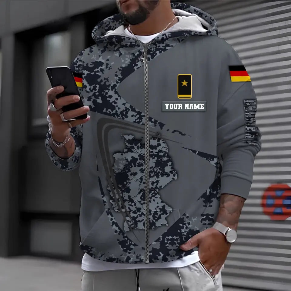 Personalized Germany Soldier/ Veteran Camo With Name And Rank Hoodie 3D Printed - 0610230004