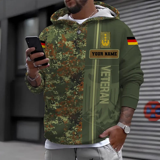 Personalized Germany Soldier/ Veteran Camo With Name And Rank Hoodie 3D Printed - 0610230005
