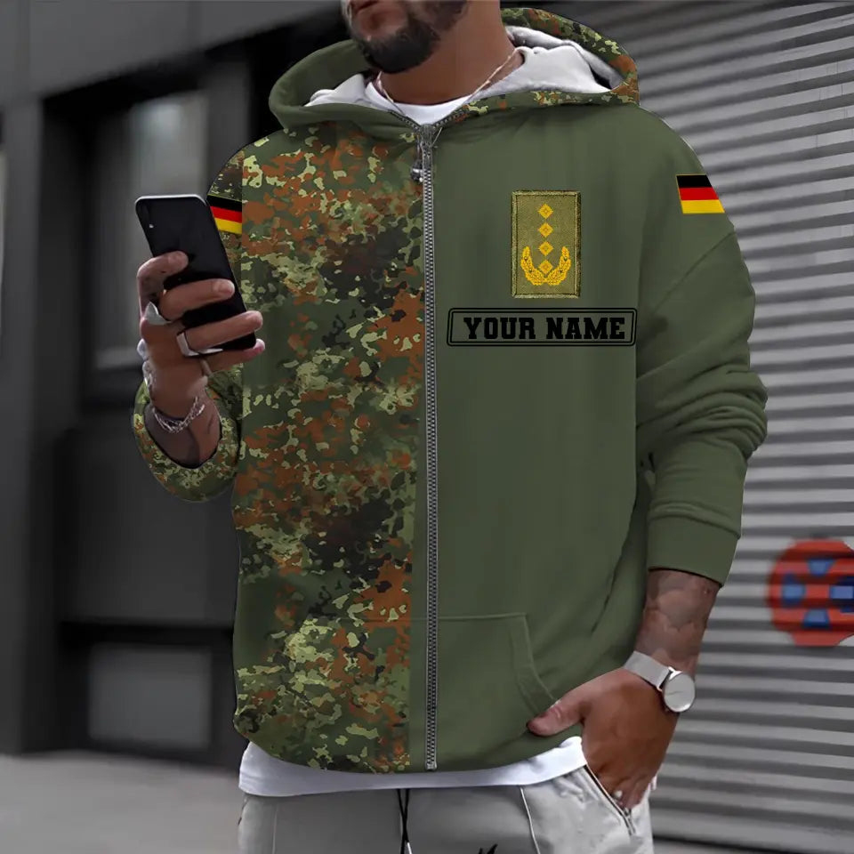 Personalized Germany Soldier/ Veteran Camo With Name And Rank Hoodie 3D Printed - 0610230007