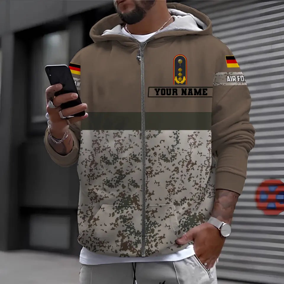 Personalized Germany Soldier/ Veteran Camo With Name And Rank Hoodie 3D Printed - 0610230008