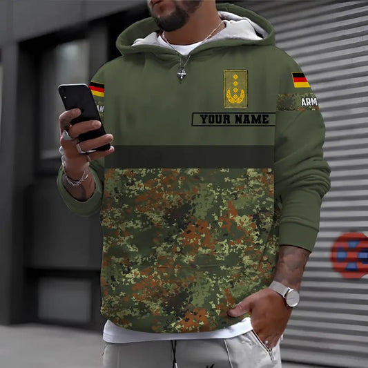 Personalized Germany Soldier/ Veteran Camo With Name And Rank Hoodie 3D Printed - 0610230008