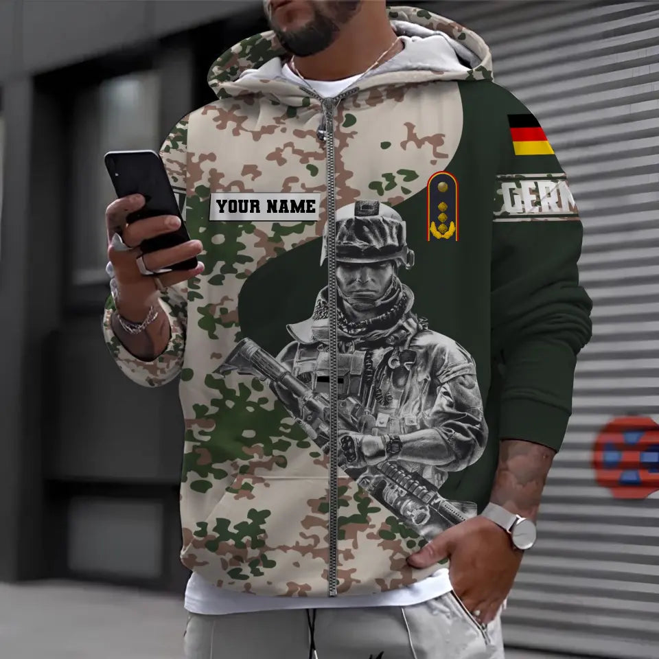 Personalized Germany Soldier/ Veteran Camo With Name And Rank Hoodie 3D Printed - 0610230011
