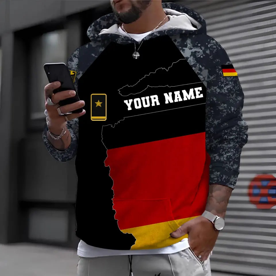 Personalized Germany Soldier/ Veteran Camo With Name And Rank Hoodie 3D Printed - 0610230014
