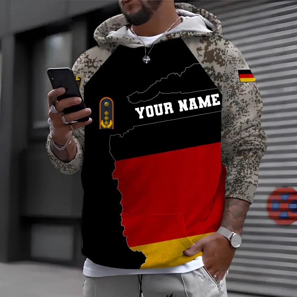 Personalized Germany Soldier/ Veteran Camo With Name And Rank Hoodie 3D Printed - 0610230014