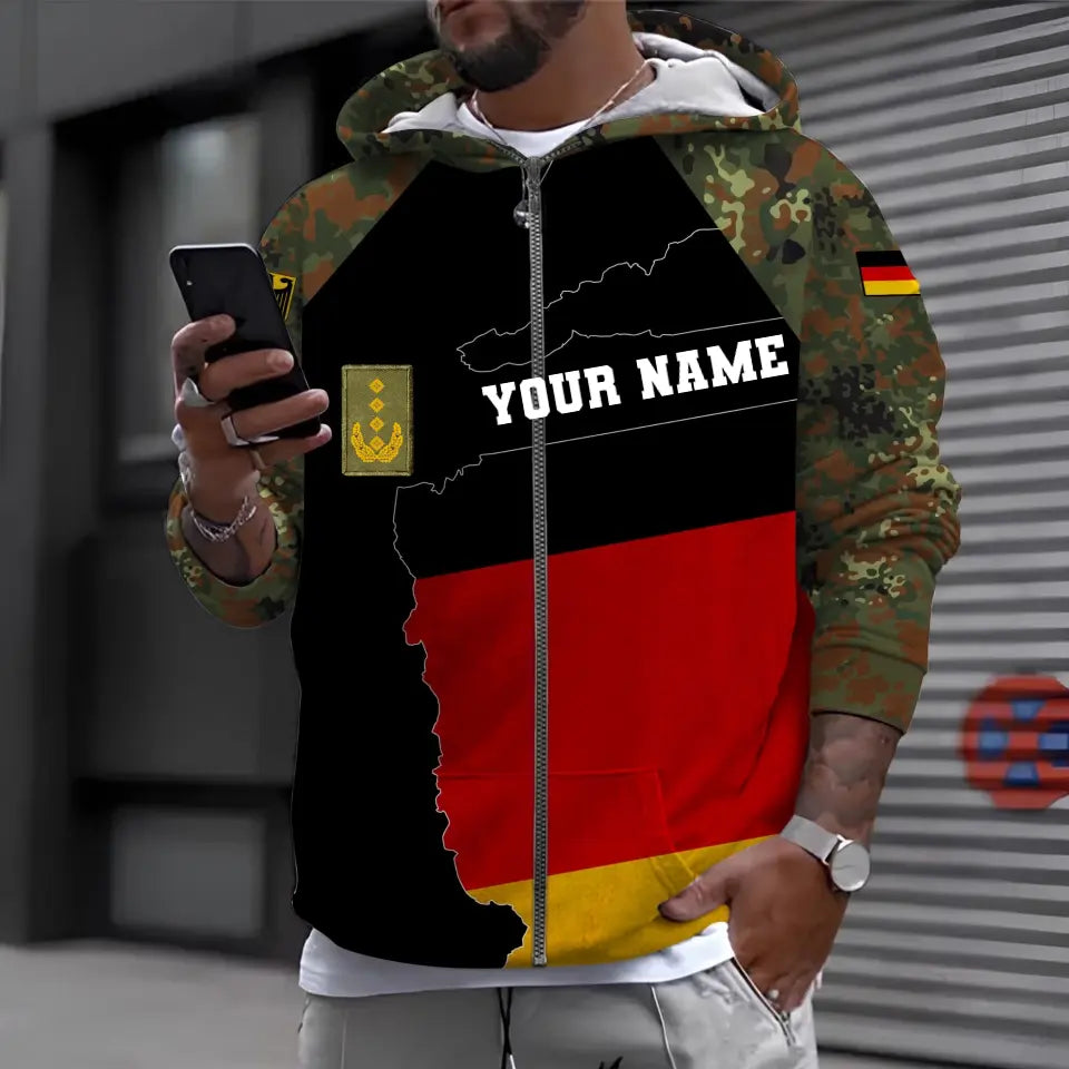 Personalized Germany Soldier/ Veteran Camo With Name And Rank Hoodie 3D Printed - 0610230014