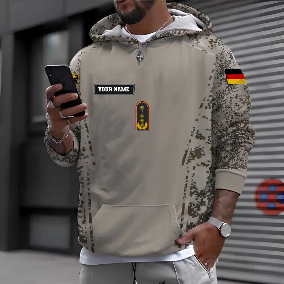 Personalized Germany Soldier/ Veteran Camo With Name And Rank Hoodie 3D Printed - 0610230015