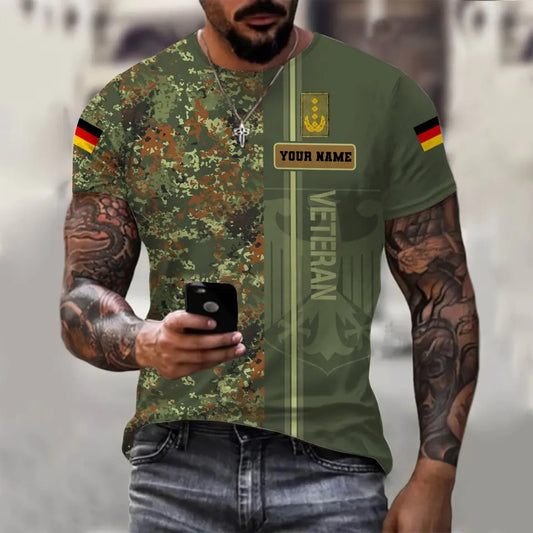 Personalized Germany Soldier/ Veteran Camo With Name And Rank T-shirt 3D Printed - 0610230005