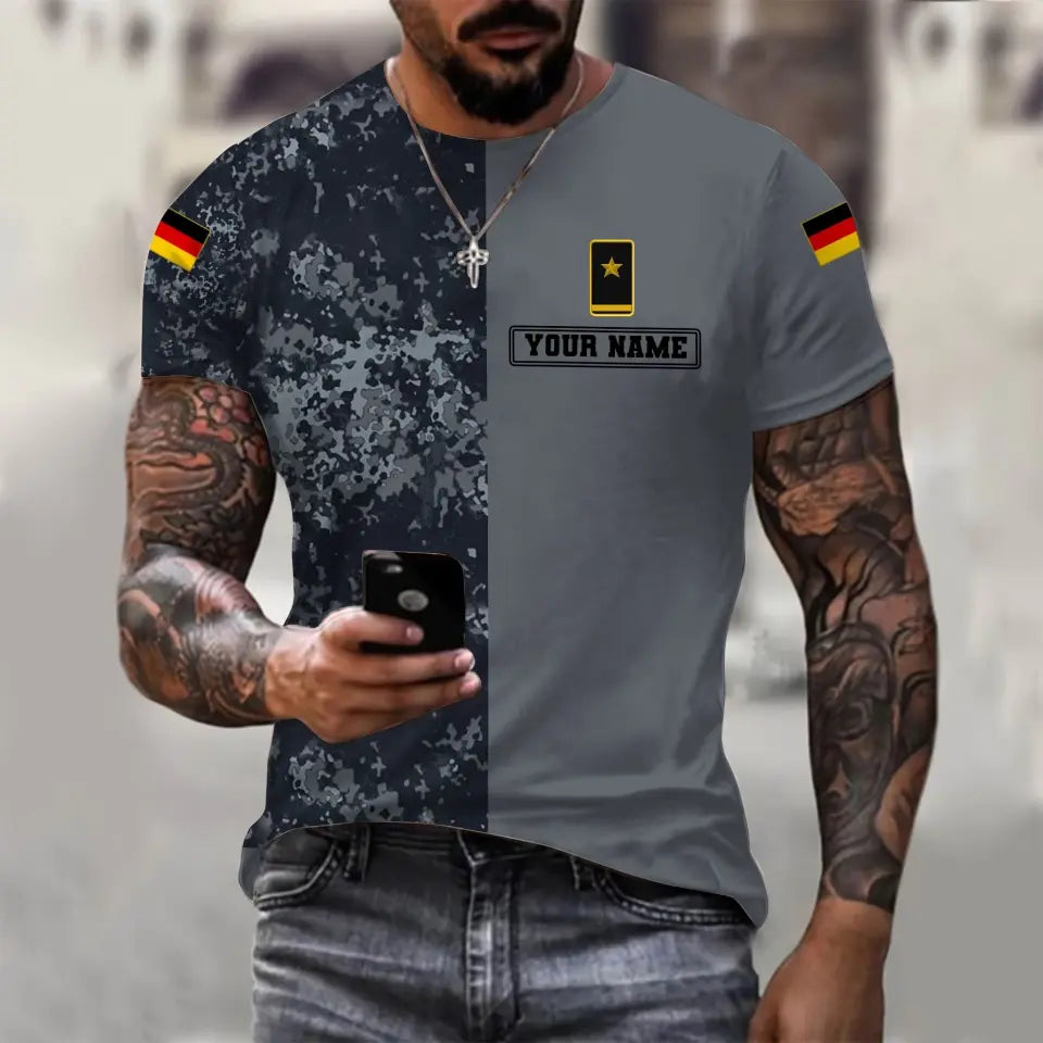 Personalized Germany Soldier/ Veteran Camo With Name And Rank T-shirt 3D Printed - 0610230007