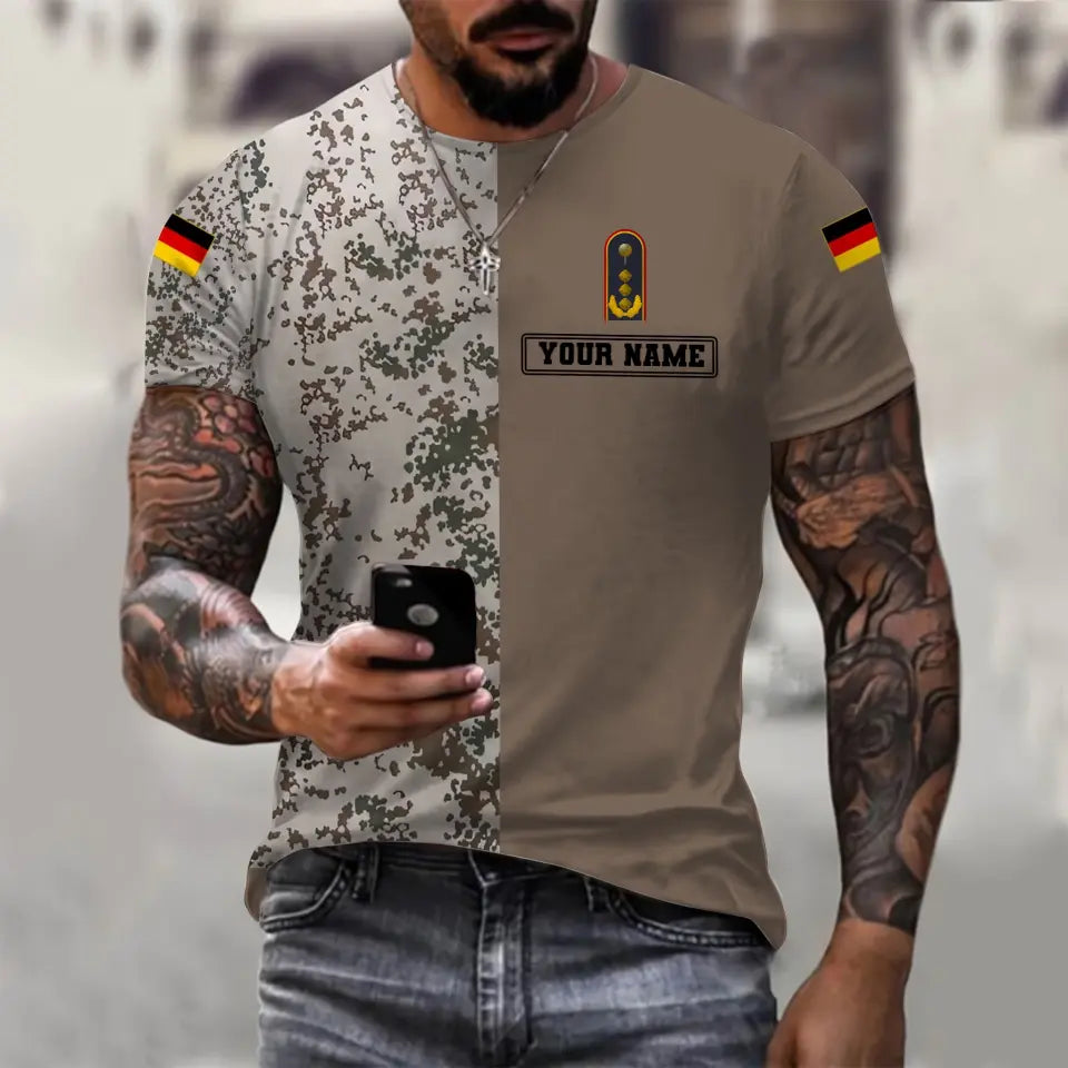 Personalized Germany Soldier/ Veteran Camo With Name And Rank T-shirt 3D Printed - 0610230007