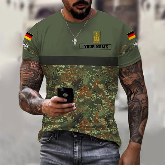 Personalized Germany Soldier/ Veteran Camo With Name And Rank T-shirt 3D Printed - 0610230008